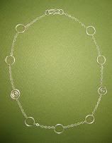 Silver Chain with Circle & Spiral Necklace