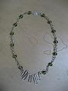 Silver with Green Glass Bead Freeform Necklace