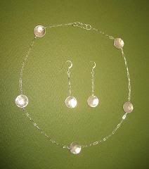 Silver Disc Necklace & Earring Set