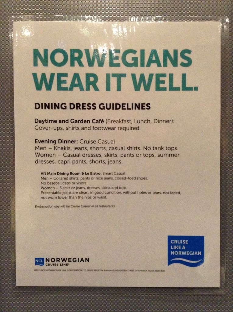 MDR dress code ? Norwegian Cruise Line Cruise Critic Community