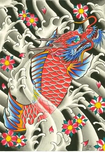 Fullcolor Koi Dragon Tattoo Design