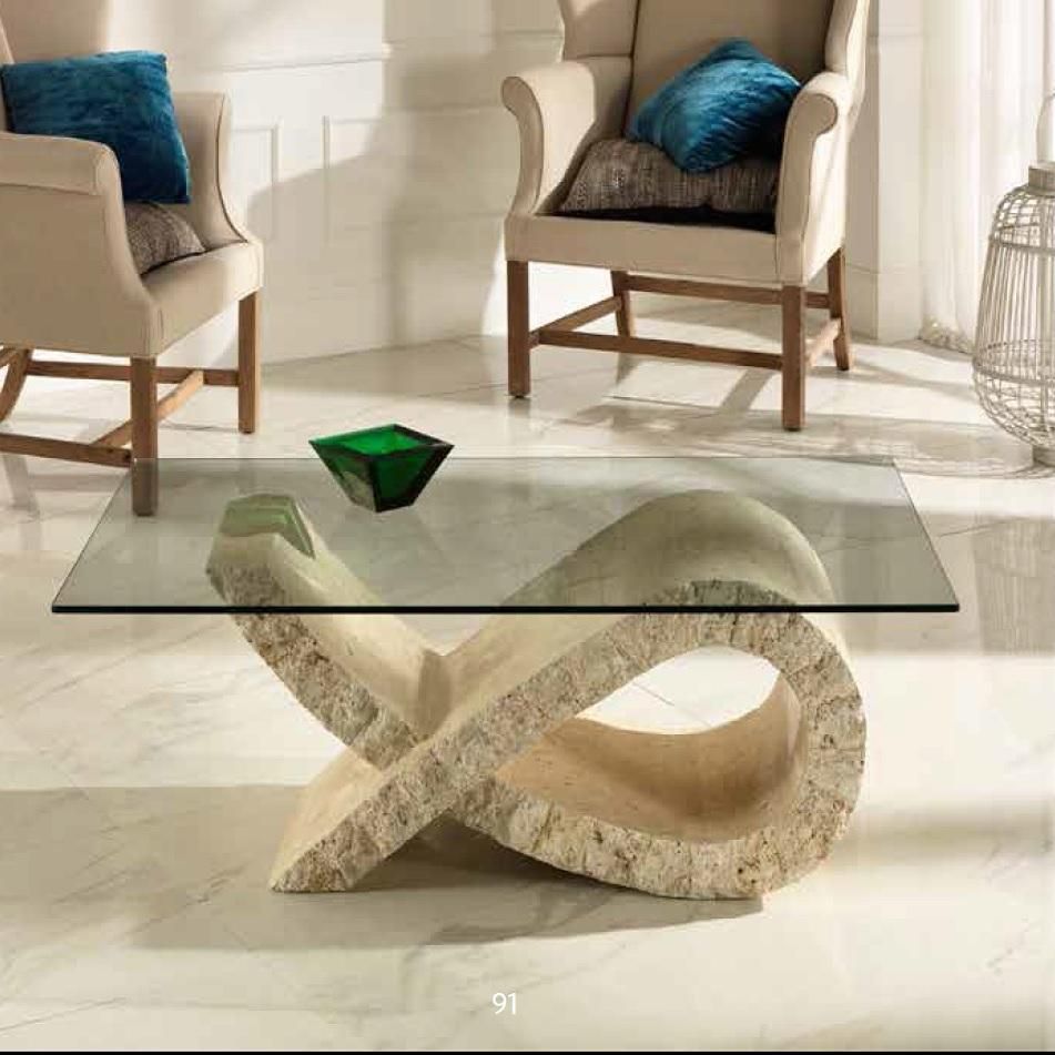Tavolino salotto fiocco struttura in pietra fossilstone piano in ...