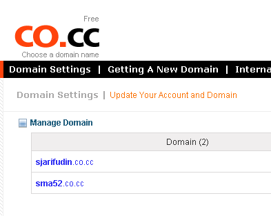 informasi domain yang sukses diconfig