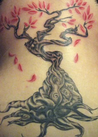 It appears to be a tattoo of one of my trees, “With The Waves”,