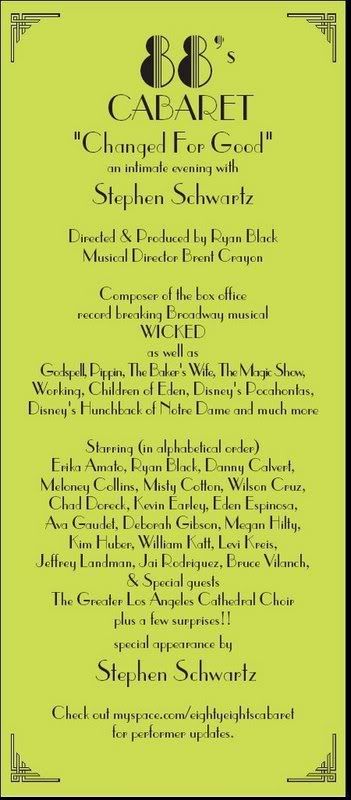 re: 'Changed For Good' - An Intimate Evening With Stephen Schwartz