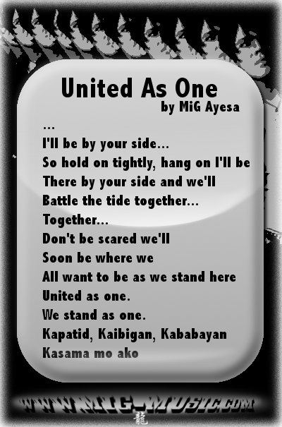 lyrics to MiG Ayesa's United As One