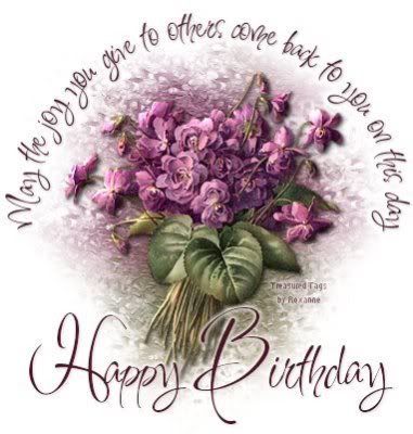 Happy Birthday Purple Flowers Pictures, Images and Photos