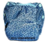 Blue Cheetah One Size Pocket Diaper