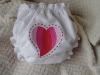 White/Pink Heart Embroidered Fattycakes Fitted Diaper (Med)