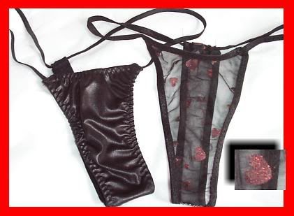 HIS & HERS SHEER "WETLOOK"<br> VALENTINE'S DAY THONG