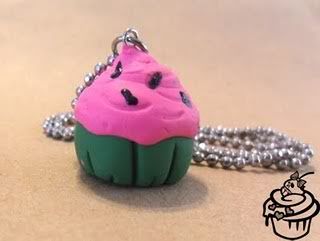 Watermelon Cupcake Charm Necklace