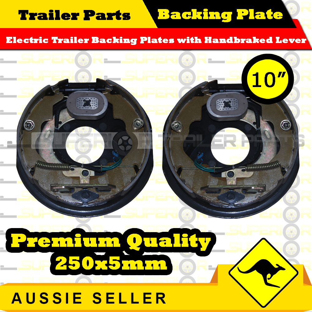 10” Electric Trailer Backing Plates with Handbrake Lever 250mm x 5mm