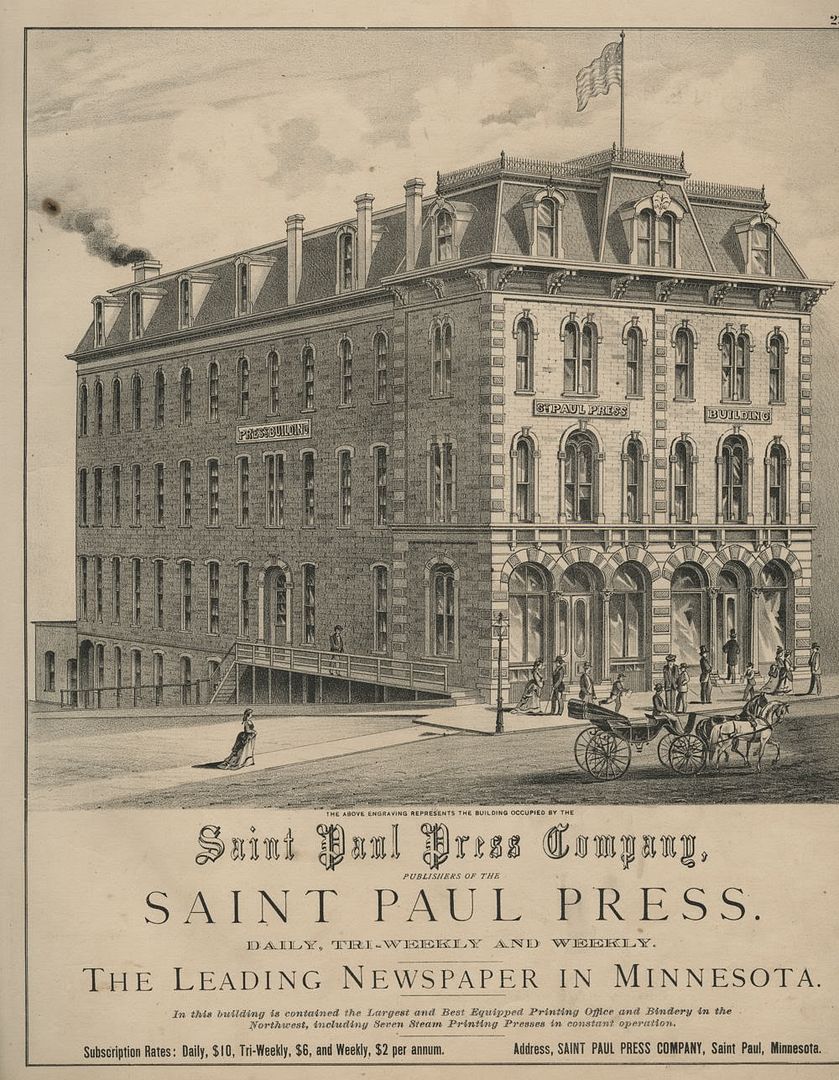 St. Paul Press & Pioneer Press; Minnesota Authentic 1874 Views (Back