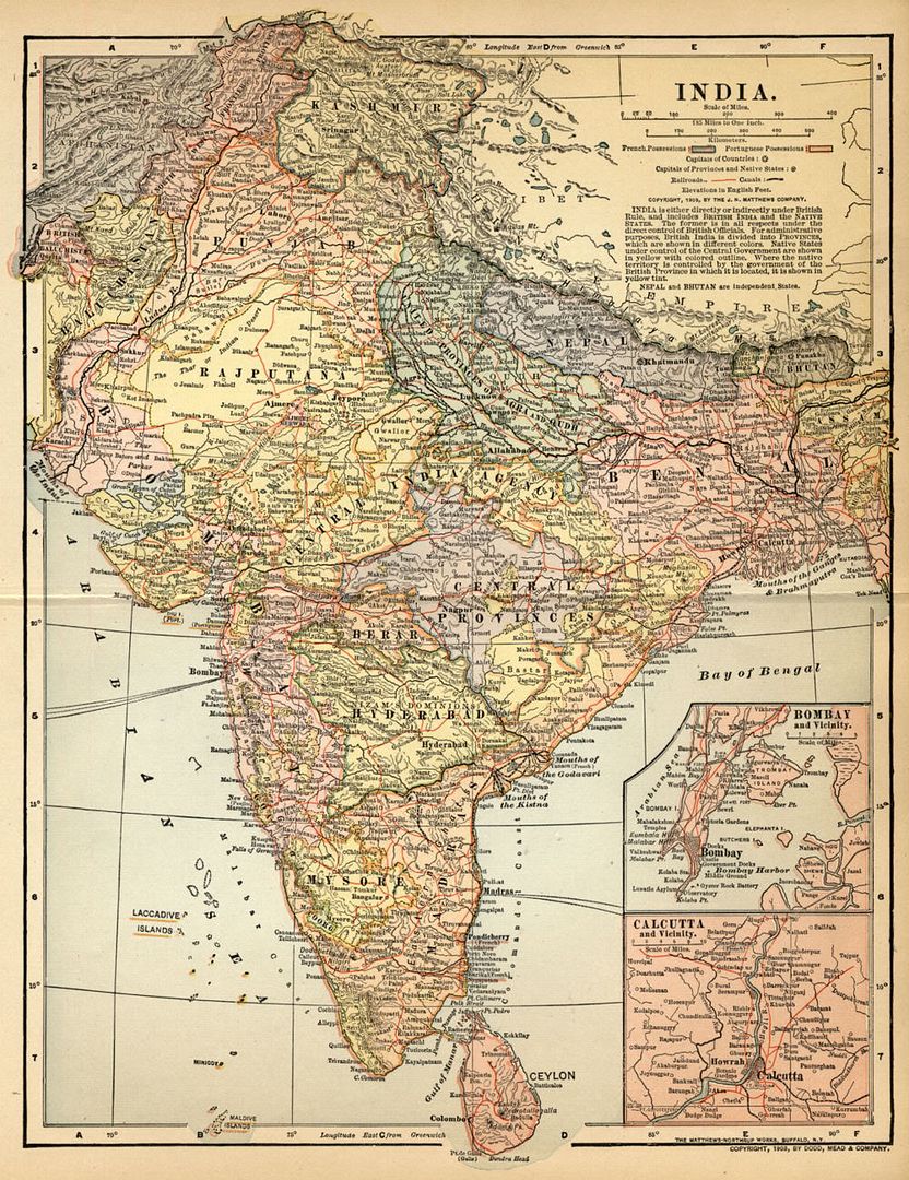 India British Raj Map: Authentic 1903 (dated) Towns Cities,  Rrs 