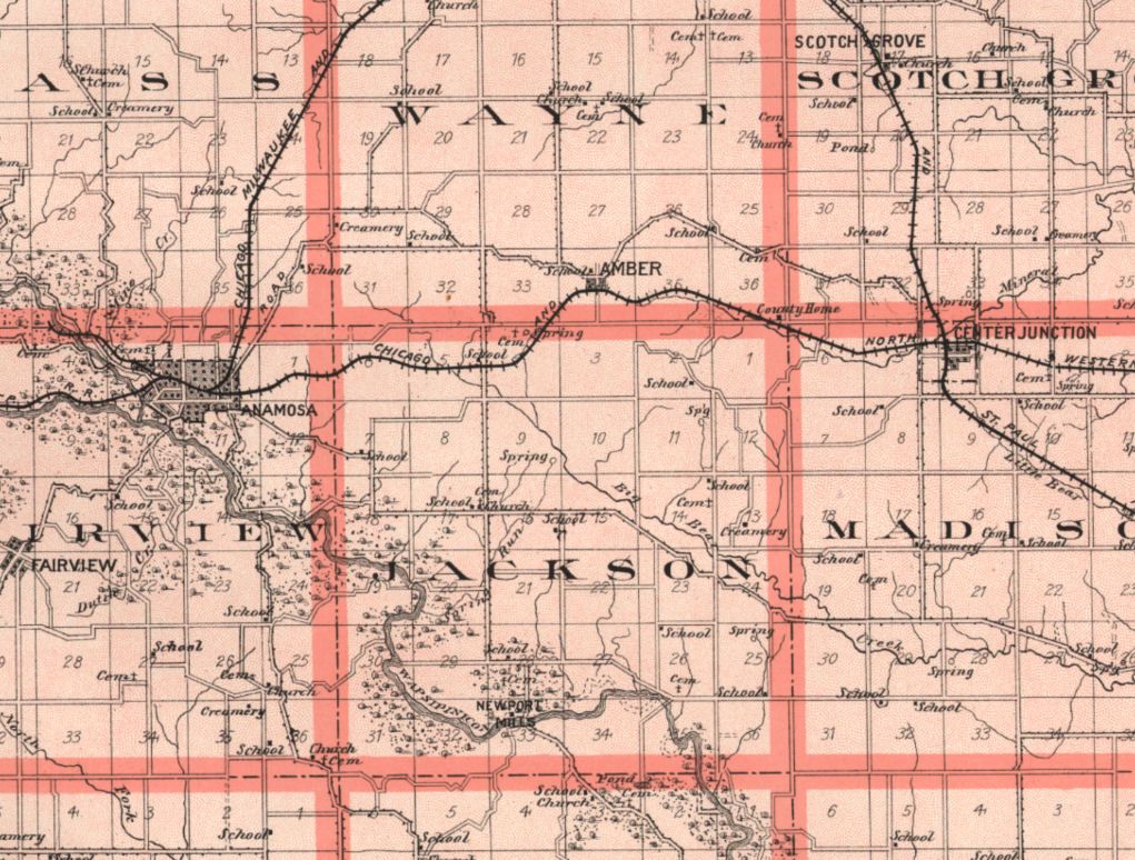 JONES County Iowa Map Authentic 1904 (Dated) w/Towns, TWPs, RRs