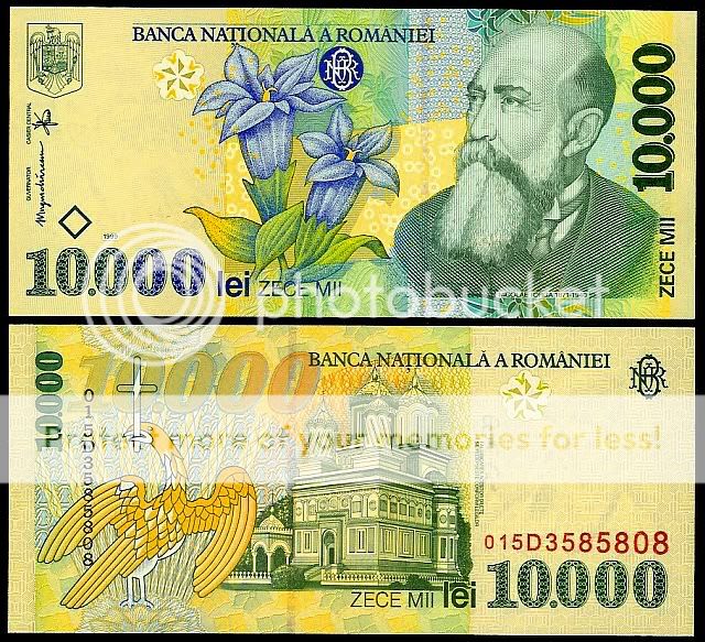 ROMANIA 10,000 LEI 1999 P108 UNCIRCULATED  