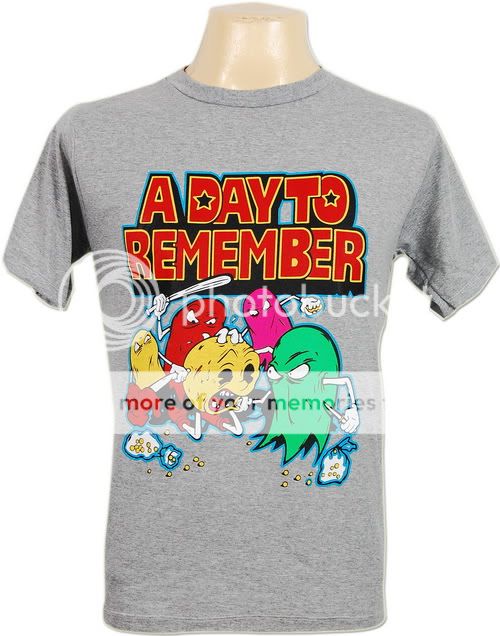 Day to Remember Pac Man Punk Emo T Shirt Gray M