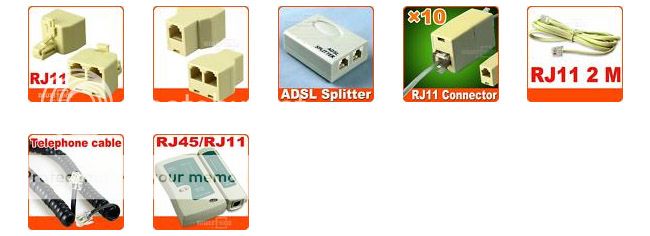 RJ11 Phone Line Modem Connector Double Adaptor Splitter  