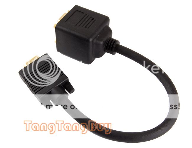 Male to 2 Female VGA Adapter Y Cable Splitter Monitor  