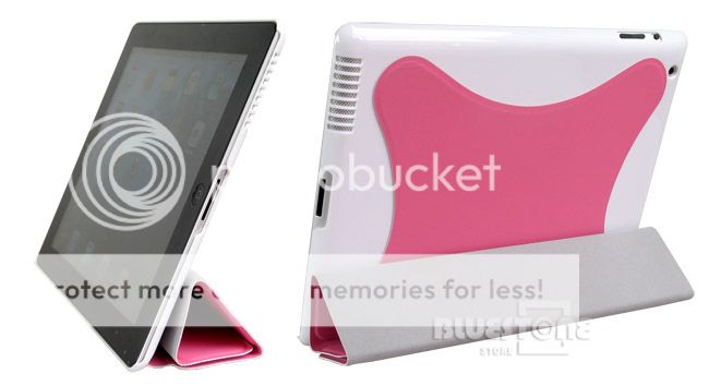 iPad 2 Magnetic Smart Leather Cover w/ Hard Case Pink  