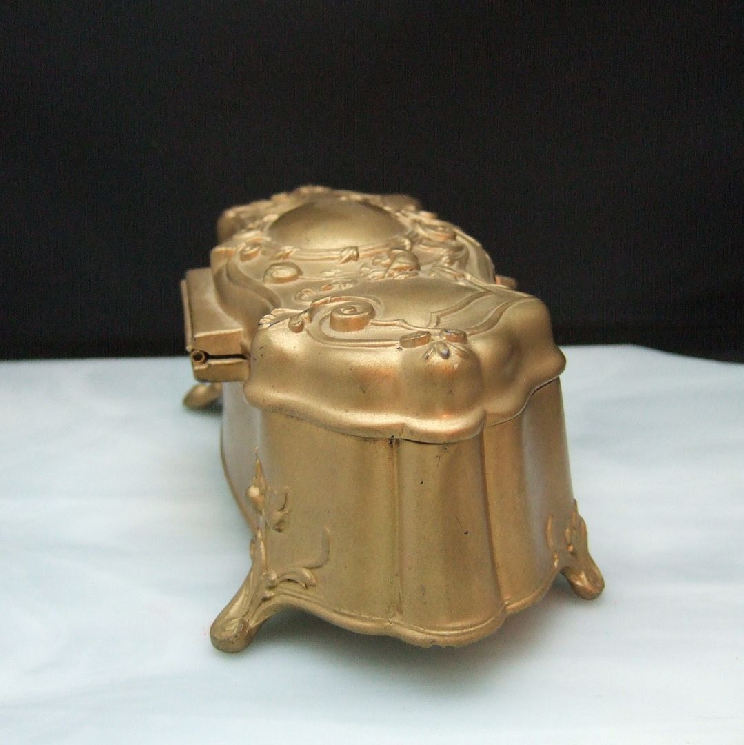 Art Nouveau Gilded Weidlich Brothers WB Antique Jewelry Casket Large 