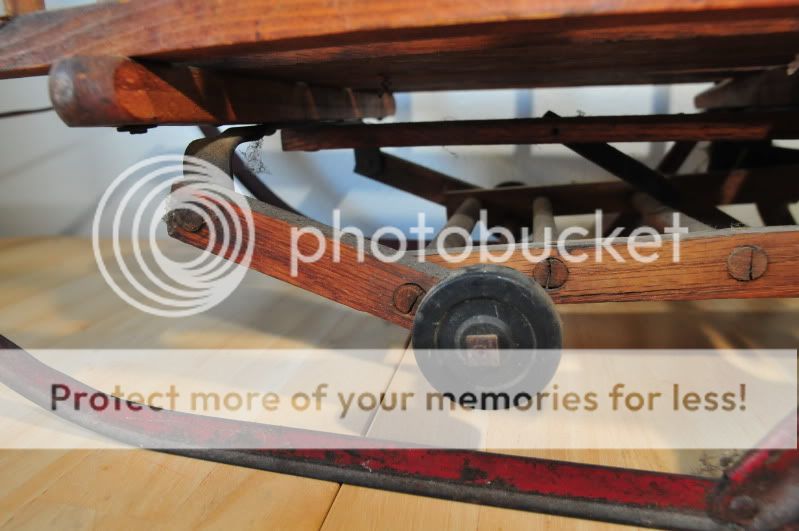 Vintage Wooden Sled Folding Wheels Childrens Antique Wood Sleigh