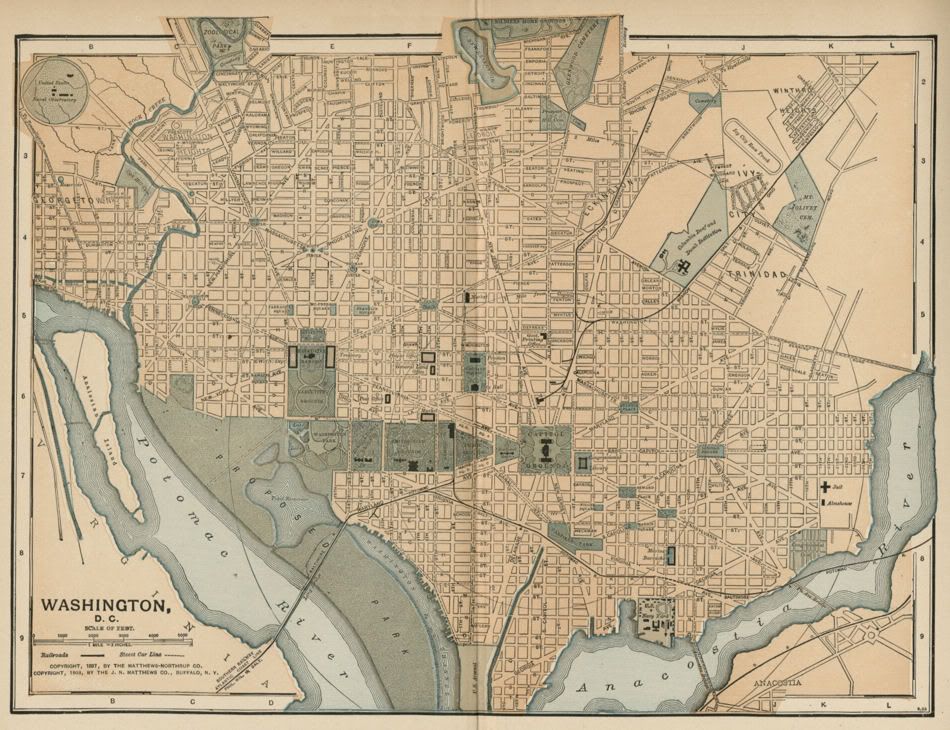 Washington DC Street Map / Plan: Authentic 1903 (Dated) Landmarks ...