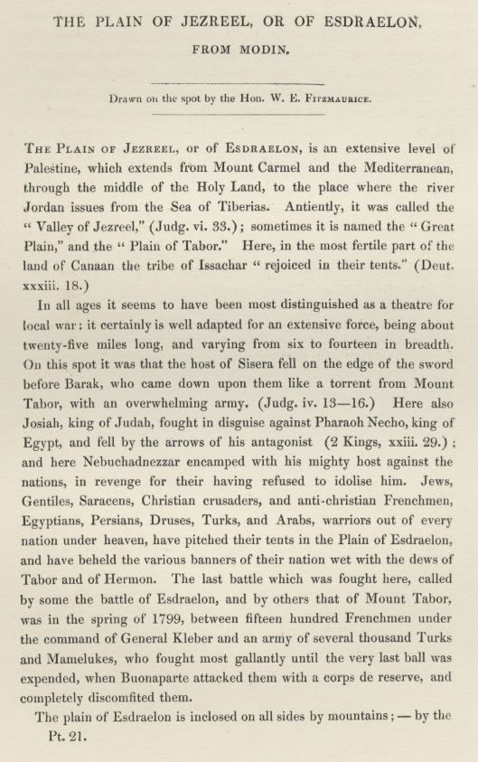  Jezreel (Holy Land) Authentic 1836 Steel Engraving W. E. Fitzmaurice