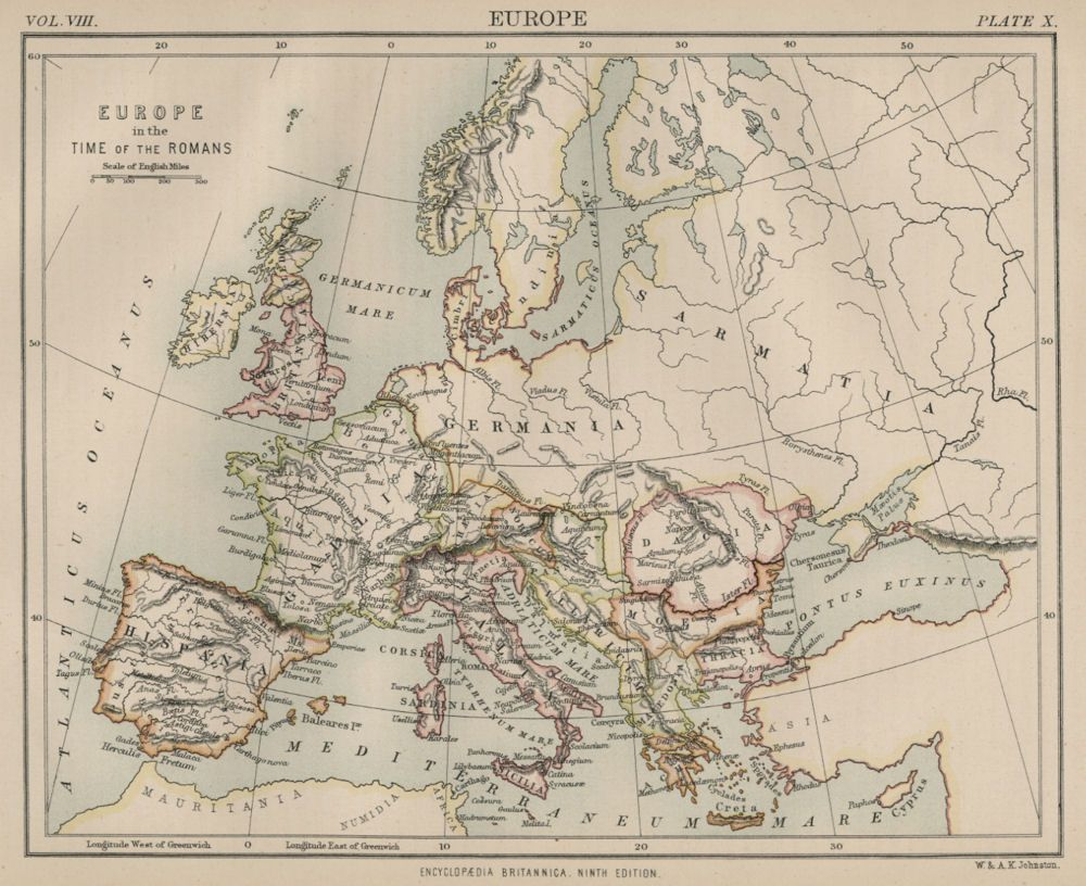   Authentic 1889 Maps showing Current; Roman; Charlemagne; Crusades