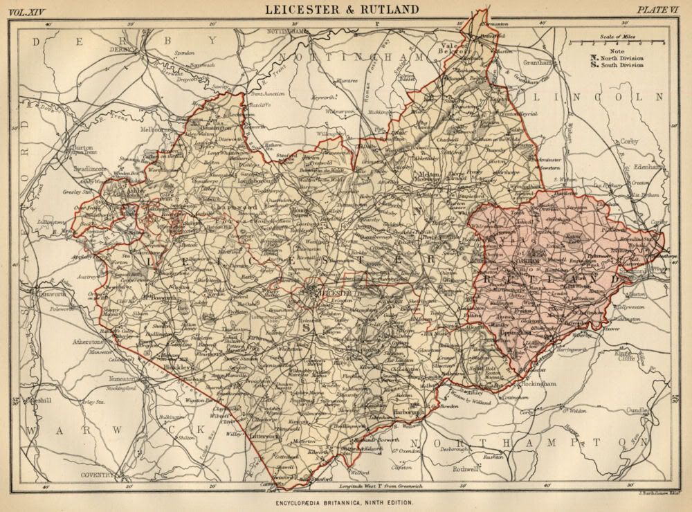 This color map of Leicester & Rutland Counties, England was included in ...