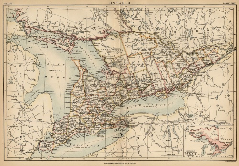 This color map of Ontario was included in Encylopaedia (Encyclopedia 