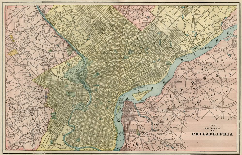 Philadelphia PA Street Map: Authentic 1901; Landmarks, Stations ...