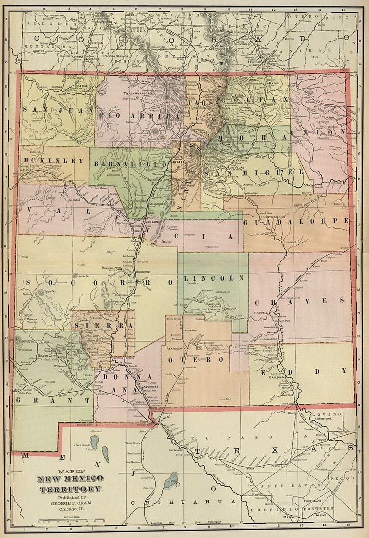 New Mexico Territory Map: Authentic 1899; Towns, Railroads, Tribes ...