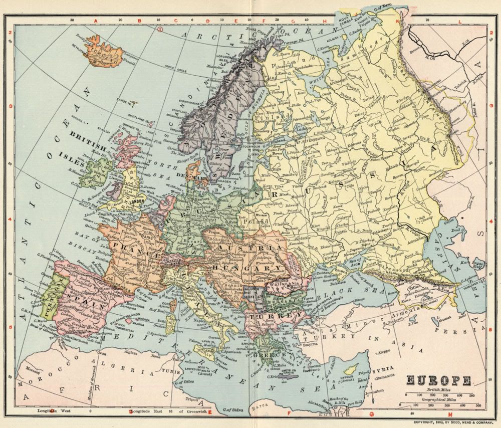 Europe Map: Authentic 1903 (Dated) Interesting Turn of Century States ...